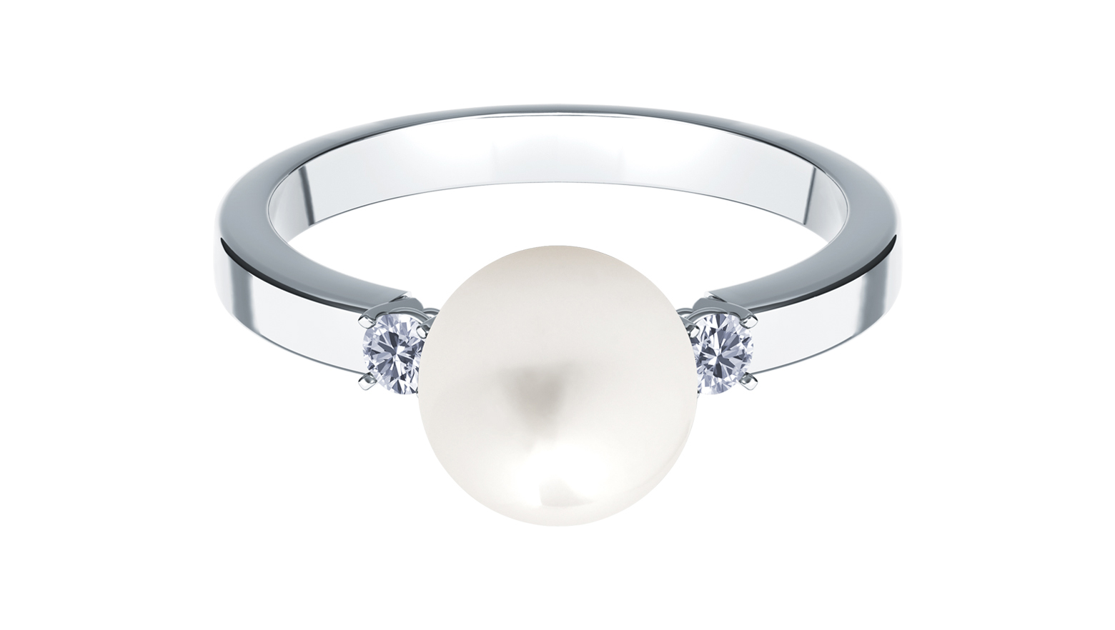Serenade Pearl (8 mm) & Diamond (0.10 ct) ring, 18K White Gold