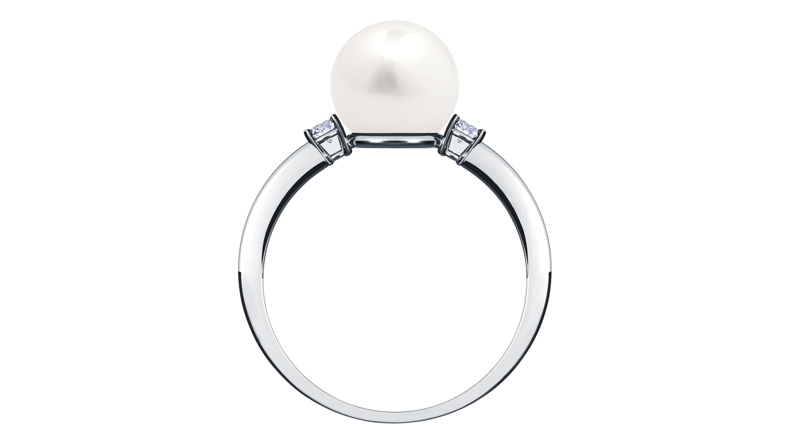 Serenade Pearl (8 mm) & Diamond (0.10 ct) ring, 18K White Gold