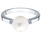 Serenade Pearl (8 mm) & Diamond (0.10 ct) ring, 18K White Gold